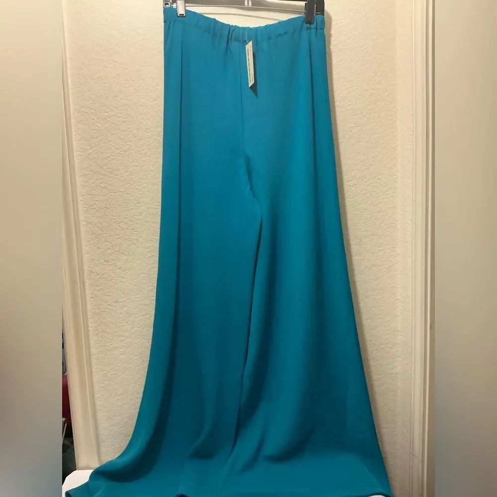 Allie Coosh Pants Womens peacock bias Blue Pull on Dress pant size S $350